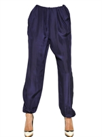 LANVIN - PANTALONI IN SETA LAVATA - BLU