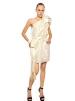 LANVIN - ABITO MONOSPALLA IN MISTO SETA - AVORIO