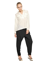 LANVIN - WASHED SILK SATIN SHIRT - IVORY/BLACK