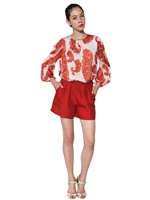 GIAMBATTISTA VALLI - PRINTED SILK MUSLIN SHIRT - WHITE/RED