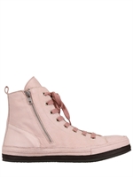 ANN DEMEULEMEESTER - SNEAKERS ALTE IN NABUK CON ZIP LATERALI - ROSA