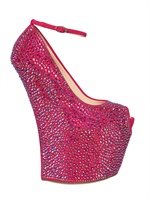 GIUSEPPE ZANOTTI - ZEPPE IN CAMOSCIO CON SWAROVSKI 200MM - FUCSIA