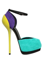 GIUSEPPE ZANOTTI - SANDALI SPUNTATI IN CAMOSCIO 150MM - MULTICOLORE