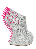 GIUSEPPE ZANOTTI - ZEPPE SPUNTATE IN CAMOSCIO E SWAROVSKI 150MM - BIANCO/ARGENTO