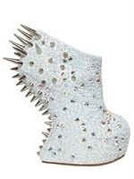 GIUSEPPE ZANOTTI - ZEPPE SPUNTATE IN CAMOSCIO E SWAROVSKI 150MM - BIANCO/ARGENTO