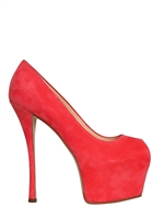 GIUSEPPE ZANOTTI - DECOLLETÈ SPUNTATE IN CAMOSCIO 150MM - CORALLO