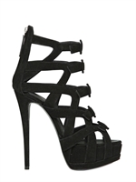 GIUSEPPE ZANOTTI - SANDALI IN CAMOSCIO CON MULTI FIBBIE 150MM - NERO