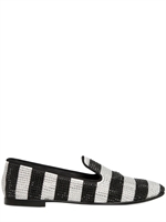 GIUSEPPE ZANOTTI - MOCASSINI A RIGHE IN SWAROVSKI 10MM - BIANCO/NERO