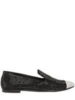 GIUSEPPE ZANOTTI - MOCASSINI IN CAMOSCIO E SWAROVSKI 10MM - NERO/BIANCO