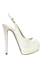 GIUSEPPE ZANOTTI - SANDALI SPUNTATI IN RASO DI SETA 140MM - BIANCO