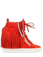 GIUSEPPE ZANOTTI - SNEAKERS IN CAMOSCIO CON FRANGE 90MM - ARANCIONE