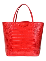 GIVENCHY - MEDIUM SHOPPING CROCO EMBOSSED TOTE - RED