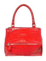 GIVENCHY - SMALL PANDORA CROC EMBOSSED LEATHER BAG - RED