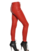 GIVENCHY - STRETCH NAPPA LEATHER TROUSERS - RED