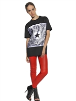 GIVENCHY - CREPE DE CHINE ON COTTON JERSEY T-SHIRT - BLACK