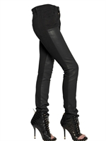 GIVENCHY - WAXED STRETCH COTTON DENIM JEANS - BLACK