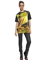 GIVENCHY - PRINTED SATIN AND COTTON JERSEY T-SHIRT - BLACK