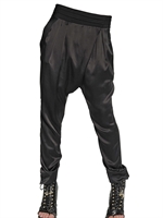 GIVENCHY - SILK SATIN DRAPED TROUSERS - BLACK