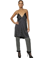 HAIDER ACKERMANN - TOP AUS LEDER AUF BEDRUCKTEM TECHNOSATIN - MULTI