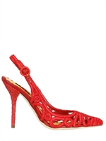 DOLCE & GABBANA - 110MM BELLUCCI RAFFIA SLING BACK PUMPS - RED