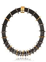 FENDI - LEATHER & BRASS DETAILS NECKLACE - BLACK