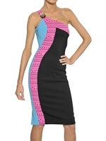 VERSACE - LASER CUT VISCOSE CADY DRESS - MULTI
