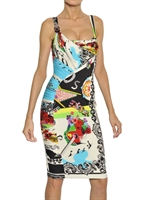VERSACE - ROCK AND ROLL BEDRUCKTES KLEID AUS STRETCHSEIDE - MULTI
