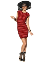 ALEXANDER MCQUEEN - ABITO IN VISCOSA LAVORAZIONE JACQUARD - ROSSO/NERO