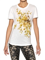 ALEXANDER MCQUEEN - BUTTERCUPS SKULL PRINTED JERSEY T-SHIRT - WHITE
