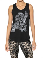 ALEXANDER MCQUEEN - TANK TOP IN JERSEY DI COTONE STAMPA FARFALLA - NERO