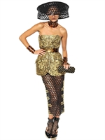 ALEXANDER MCQUEEN - TOP IN TECHNO SETA JACQUARD - ORO/NERO