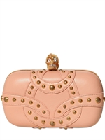 ALEXANDER MCQUEEN - POCHETTE RIGIDA IN NAPPA MORBIDA CON BORCHIE - ROSE/GOLD