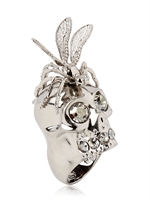 ALEXANDER MCQUEEN - ANELLO CON TESCHIO E LIBELLULA - ARGENTO