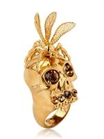 ALEXANDER MCQUEEN - ANELLO CON TESCHIO E LIBELLULA - ORO
