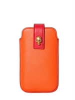 ALEXANDER MCQUEEN - CUSTODIA IPHONE IN PELLE BICOLORE - ORANGE/RED