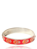 ALEXANDER MCQUEEN - ARMBAND AUS MESSING & EMAILLE MIT TOTENKOPF - ROT/ORANGE