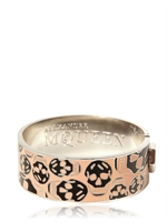 ALEXANDER MCQUEEN - ARMBAND AUS MESSING & EMAILLE MIT TOTENKOPF - ROSA/SCHWARZ