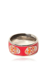 ALEXANDER MCQUEEN - ANELLO SMALTATO - ROSSO/ARANCIO