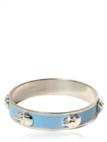 ALEXANDER MCQUEEN - ARMBAND AUS EMAILLE UND MESSING MIT 3D TOTENKOPF - HIMMELBLAU