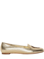 ALEXANDER MCQUEEN - MOCASSINI IN PELLE LAMINATA CON TESCHIO 10MM - ORO