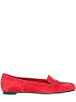 ALEXANDER MCQUEEN - MOCASSINI IN CAMOSCIO CON TESCHIO PAILLETTES 10MM - ROSSO