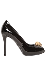 ALEXANDER MCQUEEN - DECOLLETÈ SPUNTATE IN VERNICE CON TESCHIO 105MM - NERO