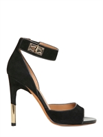 GIVENCHY - 100MM SHARK LOCK SUEDE SANDALS - BLACK