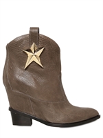 GIUSEPPE ZANOTTI - STIVALI BASSI IN PELLE MARTELLATA 100MM - VERDE MILITARE