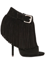 GIUSEPPE ZANOTTI - STIVALI BASSI IN CAMOSCIO CON FRANGE 130MM - NERO