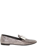 GIUSEPPE ZANOTTI - MOCASSINI IN PELLE SPECCHIATA CON FIOCCO 10MM - ARGENTO