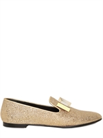 GIUSEPPE ZANOTTI - MOCASSINI IN PELLE GLITTER CON FIOCCO 10MM - ORO