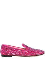 GIUSEPPE ZANOTTI - MOCASSINI IN CAMOSCIO E SWAROVSKI 10MM - FUCSIA