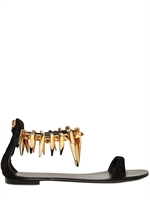 GIUSEPPE ZANOTTI - SANDALI IN CAMOSCIO E METALLO CON PENDENTI 10MM - NERO