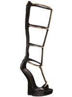 GIUSEPPE ZANOTTI - STIVALI GLADIATOR IN PELLE CON ZEPPA 150MM - NERO/ORO